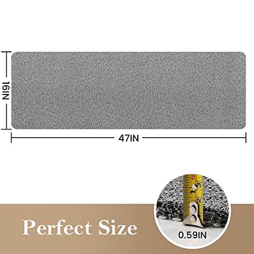 Shower Mat Bathtub Mat Non-Slip,47x16 inch, Soft Tub Mat with Drain,PVC Loofah Bath Mat (Phthalate Free) for Tub and Bathroom,Quick Drying,Grey - color: Grey, size: 47" x 16" (Rectangular)