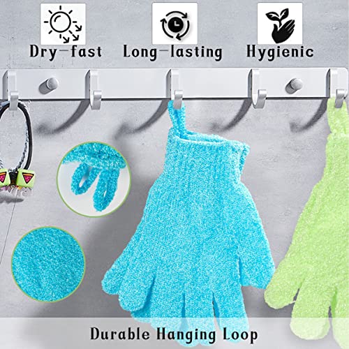 Bath Gloves,16 Pcs Exfoliating Bath Gloves,Body Scrub Gloves with Hanging Loop for Beauty Spa Massage Skin Shower Body Scrubber-8 Colors - style: With Hanging Loop