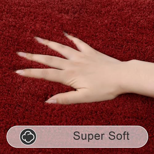 SHACOS Red Bathroom Rugs Sets 3 Piece Small Bath Mat U Shaped Toilet Rug | 20x32+ 16x24+ 20x24, Soft Fluffy Microfiber Bath Rugs Set, Non Slip Washable Absorbent Bathroom Floor Mats Carpet Shower Rug - color: Red, size: 16"x24"+ 20"x32"+U Shape 20"x24"