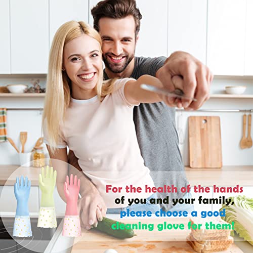 KAQ Dishwashing Gloves - 3 Pairs Reusable Non-Slip Rubber Kitchen Gardening Household Gloves - color: Large
