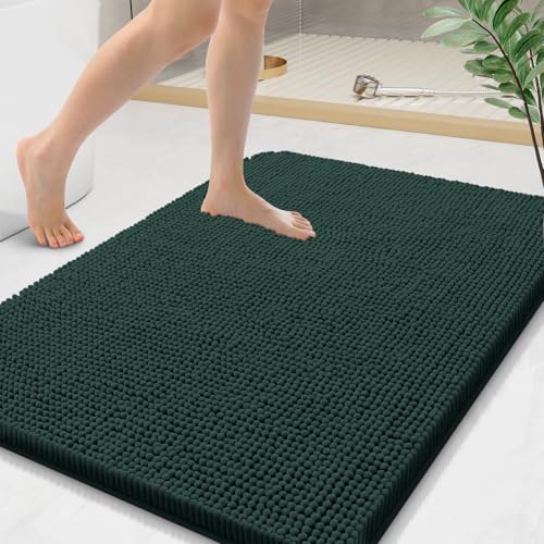 Arotive Bathroom Rugs 36x24, Extra Soft Absorbent Shaggy Chenille Bath Rugs, Machine Washable Rubber Backing Bath Mats for Bathroom Floor Tub and Shower, Home Decor Accessories,Blackish Green - color: Blackish Green, size: 36" X 24"