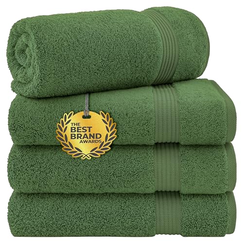 Cotton Paradise Turkish Towel Set, Soft Absorbent Quick Dry, 4 Piece Bath Towel Set, Sage Green - color: Sage Green, size: 4 PC SET (27x54")