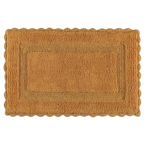 Savi Home Cotton Crochet Bathmat with Antiskid 17x24 Mustard, 100% Pure Cotton, Super Soft Bath Rug, Plush & Absorbent, Hand Tufted Heavy Weight Construction, Full Reversible Step Out Rugs - color: Mustard, size: 1'5" x 2' (Rectangular)
