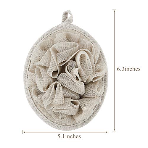 Boao 6 Pcs Bath Shower Pouf Sponge Mesh Pouf Shower Ball Exfoliating Body Sponge Pad Scrubber Glove with Flower Bath Ball (Khaki,Coffee,Pink) - style: Khaki,Coffee,Pink