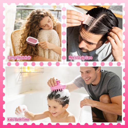 SIMPOR Hair Oil Applicator and Scalp Massager, 3 Pcs Wash Day Kit with Detangling Brush and Root Comb Applicator Bottle for Scalp Care, Deep Cleaning and Hair Dye