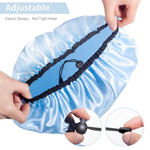 Auban Shower Cap for Women, Adjustable Reusable, Extra Large, Double-Layer Waterproof Bathing cap, Waterproof Exterior, EVA Lining, Hair Cap for All Hair Lengths, 3 Colors - color: pink,blue,green