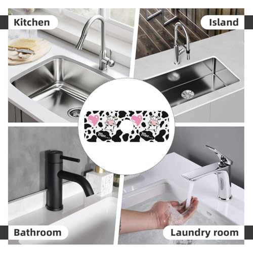 Cow Pink Print Cute Country Rustic Farmhouse 15" X 5.5" Kitchen Sink Splash Guard Faucet Faucet Guard Draining Mat Sink Splash Guard Faucet Kitchen Bathroom - color: Cow Pink Print Cute Country Rustic Farmhouse