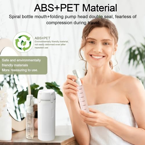 4 in 1 Travel Dispenser Bottles Refillable,Travel Shampoo and Conditioner Bottles，No Spill Space Saving Compact,for Vacation Business Trip(White - color: white