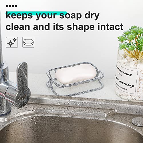 Patelai Soap Dish Stainless Steel Bathroom Bar Soap Holder for Shower Rust Proof Metal Self Draining Sponge Shelf Tray for Kitchen Sink(Classic Style) - style: Classic Style