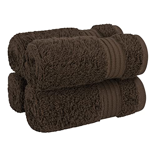 Cotton Paradise 100% Cotton Turkish Towel Set, Soft Absorbent Quick Dry, 4 Piece Washcloth Set, Chocolate Brown - color: Chocolate Brown, size: 4 PC SET (13x13")