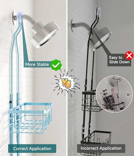 Upgraded Extended Length Shower Organizer with Hooks, Rustproof Shampoo Soap Holder, Large Hanging Bathroom Caddy, Blue - color: Blue