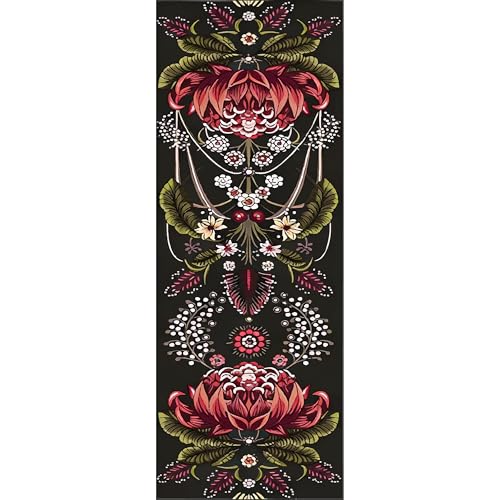 Retro Plant Bath Mat Leaves Floral Bathroom Rugs Funny Non Slip Bathtub Decor Mats Super Absorbent Floor Carpet Machine Washable Quick Dry Bahtmat for Tub, Shower, Bedroom，Kitchen，17.7"x47.2" - color: Red Green Black, size: 17.7"x47.2"