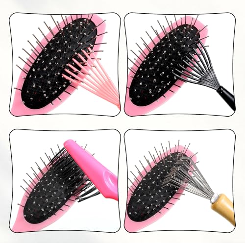 Comb and Brush Cleaner Tool Set, 5-Piece Comb Cleaner Set - Hair Brush Cleaner Rake, Comb Cleaning Brush, Maintenance Hair Comb for Home and Salon Use Removing Hair Dust - color: Pink
