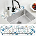 2 Pcs Summer Kitchen Sink Splash Guard Faucet Mat Marine Animals Faucet Mat for Sinks Absorbing Drying Mats for Kitchen Bathroom, 23.6x5.5inch - color: Marine Animals