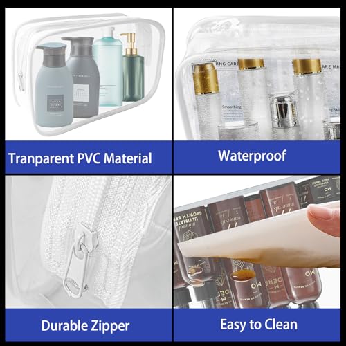YedsIntu 16 Pack Waterproof Cosmetic Bag TSA Approved Toiletry Bag, Portable Travel Pouch with Zipper, Vinyl Plastic Organizer Storage for Men and Women (White-L) - color: White-L