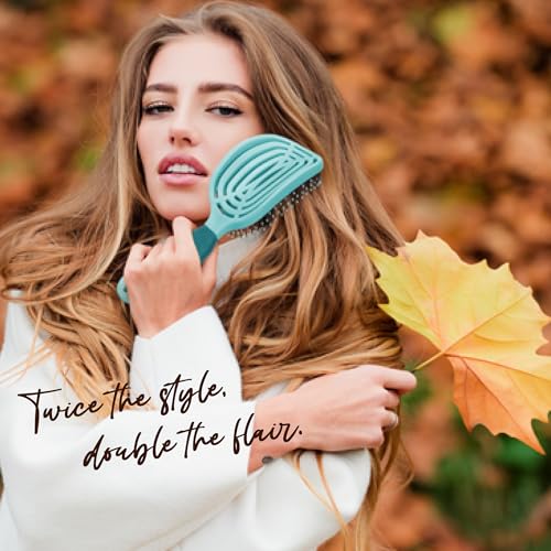 NuWay® DoubleC® Detangling Hair Brush – The Original Home Scalp-Care Brush – Patented Double Curved Scalp Care Hairbrush for Gentle Detangling, Volume Styling & Wet or Dry Hair (Grass Green) - color: Grass Green