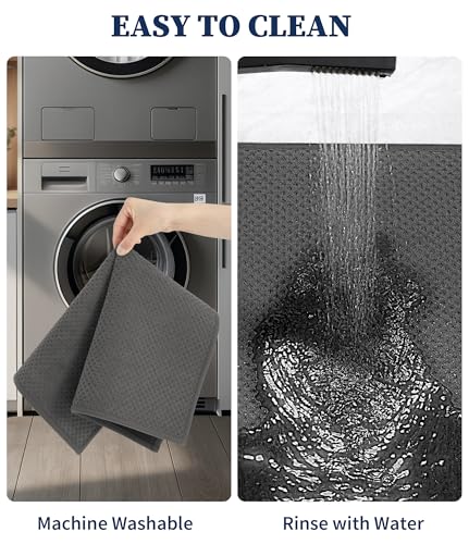 YIHOUSE Bathroom Rug Sets 3 Piece, Ultra Thin Quick Dry Bath Mat, Absorbent Bath Mat for Bathroom Non Slip Machine Washable Bath Rug (Dark Grey) - color: Dark Grey, size: 3 Pieces