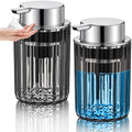 Potchen 2 Pcs Refillable Foaming Hand Soap Dispenser 10 oz Plastic Dispenser Pump Lotion Foaming with Silver Pump for Bathroom Vanities Kitchen(Gray) - color: Gray