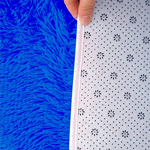 Ultra Soft 3 Piece Bathroom Rug Set - Non Slip Bath Mat, Absorbent Chenille Plush Mat for Tub, Shower, Toilet Floor - Solid Color (Blue) - color: Blue