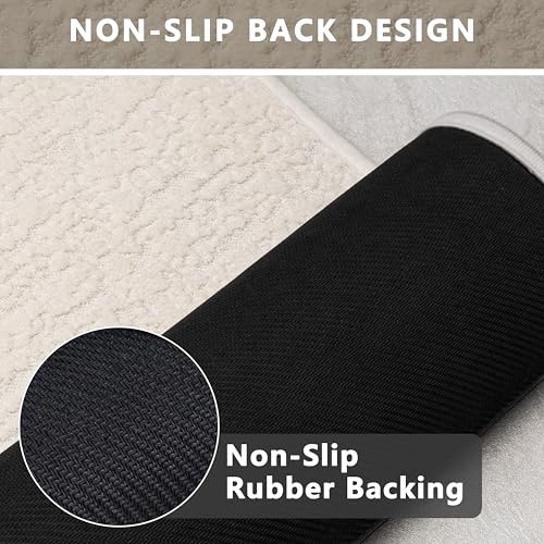 Bathroom Mat Quick Dry Low Profile Washable Bathroom Rugs Non Slip Bath Rug Ultra Thin Bath Mat Fit Under Door, Cream White 17" × 32" - color: Cream, size: Medium(17"x 32")