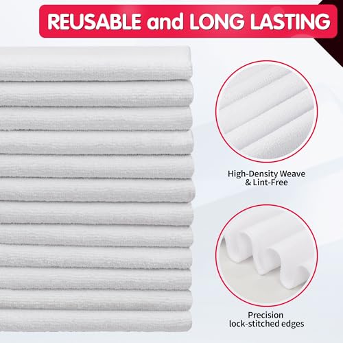 20 Pack White Microfiber Cleaning Cloth, Lint-Free Car Wash Towels, All-Purpose Absorbent Cleaning Rags for Housekeeping, Dust Cloth for Office, Mechanic, Automotive - color: White