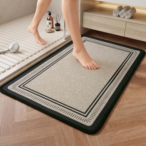 Non Slip Bath Mat with Rubber Backing, Absorbent Quick Dry Bath Rugs Washable, Thin Bathroom Rugs Fit Under Door for Bathroom Floor, Shower and Sink, 16"×24", Brown - color: Brown, size: 16"x24"