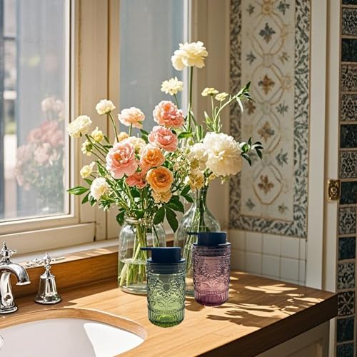 Foaming Hand Soap Dispenser,Vintage Glass Soap and Lotion Dispenser for Bathroom,Kitchen Dish Soap Dispenser with Silver Foam Pump,Cute Farmhouse Antique Decor (Green+Foam Pump) - color: Green+foam Pump