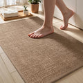Non Slip Bath Mat with Rubber-Backing Thin Bathroom Rugs Fit Under Door Machine Washable Quick Dry Camel Small Toilet Rug, 17" x 24" - color: Dark Beige, size: Small(17"x24")