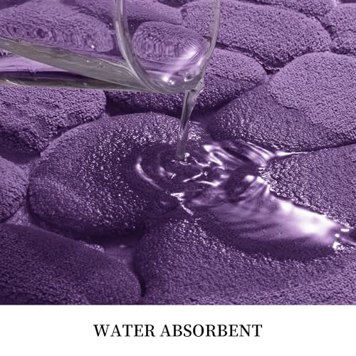 YIHOUSE Memory Foam Bath Mat Cobblestone Bathroom Rugs Super Water Absorbent Bath Mats for Bathroom Machine Washable Bath Rugs(17 x 24,Eggplant) - color: Eggplant Single, size: 1'5" x 2' (Rectangular)