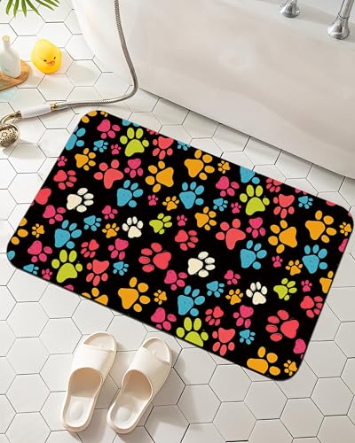 Elightvap Bath Mat Paw Bathroom Rug,Soft and Non Slip Dog Paws Print Bath Rugs,Quick Drying Machine Washable Floor Mat 17 * 29.5 Inches for Shower Room,Bathtub,Kitchen Bathroom - color: Dog Paws Print