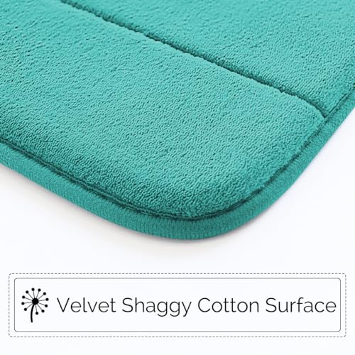 Memory Foam Bath Rugs 3 Piece Thick Soft Bath Mats for Bathroom Water Absorbent Bath Shower Rugs with Non-Slip PVC Bottom,Lake Blue - color: Lake Blue