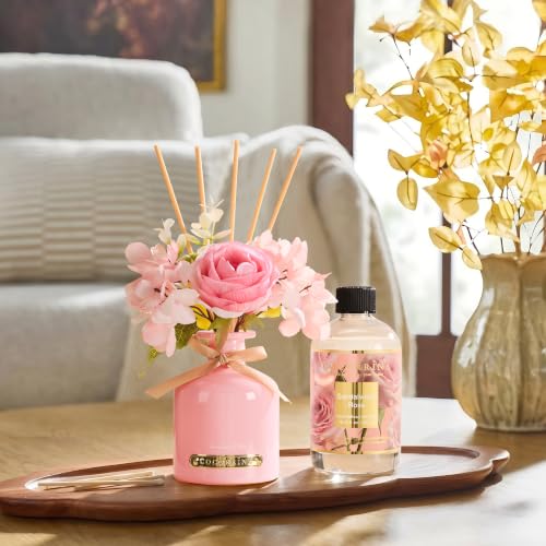 Cocorrína Reed Diffuser Refill Sandalwood Rose 10.14oz (300ml) with 8 Sticks - Premium Long-Lasting Floral Essential Oil, Home Fragrance for Bedroom, Bathroom Home Decor - size: 10.14 Fl Oz (Pack of 1)