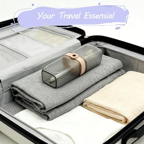 Sunenlyst Travel Toothbrush Holder, Travel Toothbrush Case for Traveling, Large Capacity Toothbrush and Toothpaste Travel Case, 1Pcs Tooth Brush Holder with Cover for Camping, Business Trip and School