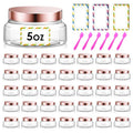 36 Pack 5 oz Plastic Cosmetic Containers With Lids Refillable Clear Empty Travle Jars Containers for Body Butter,Sugar Scrubs,Cream,Lotions,Candy, Waterproof Label&Spatulas - (Rose Gold Lid) - color: Clear-Rose Glod Lid, size: 5 OZ