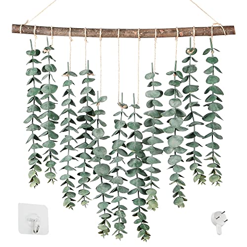 Sggvecsy 17.7‘’Eucalyptus Wall Hanging Artificial Eucalyptus Plant Fake Greenery Vine Boho Wall Decor for Apartment Bathroom Bedroom Kitchen Farmhouse Home Living Room Office Decorations - color: Color New