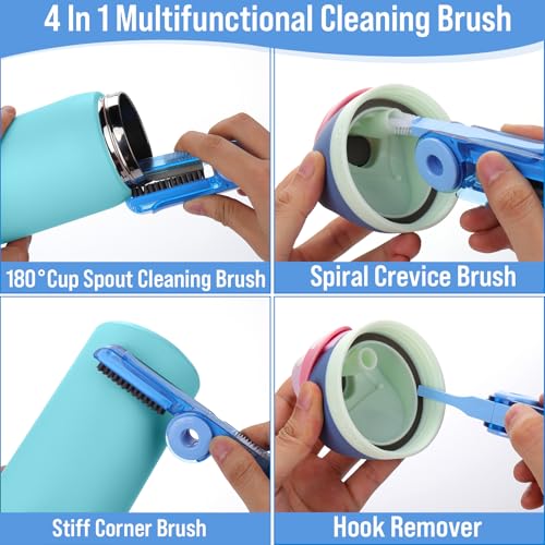 XANGNIER 5 Pcs Water Bottle Cleaner Brush Set for Owala 24oz/32oz/40oz Cup,Multifunctional Bottle Brush and Long Straw Cleaner Brush,Cleaning Kit for Owala/Stanley/Yeti Tumbler Cup Accessories - size: 5 pack