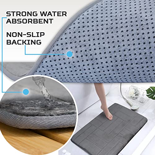 5 Piece Bathroom Rugs Set - Soft Non Slip Memory Foam Large Mats - Perfect Combination of Luxury and Comfort (Gray/Line, 5 Piece Set) - color: Gray /Line