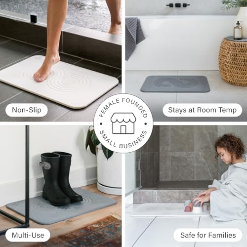 Dorai Home Stone Bath Mat - Premium Diatomaceous Earth Bath Floor Mats with Non-Slip Base, Fast-Drying Modern Shower Mat for Bathroom | Zen Sandstone - 23.6"x15.4" - color: Zen Sandstone, size: 1 Pack