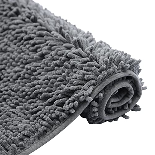 Non-Slip Bath Rug,Extra Soft Microfiber Bedroom Shag Carpet with Anti-Slip Backing,Water/Dust Absorbent Fast Dry Shower Mat,Sound Insulated Stairs Pad,Machine Washable (Darkgrey,24 x 24 Inches) - color: Darkgrey, size: 2' x 2' (Rectangular)