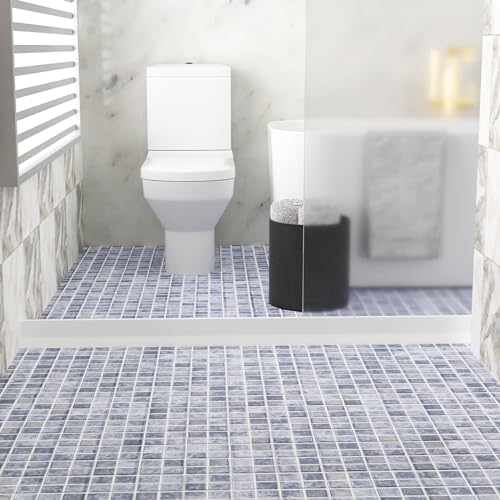 Raycity 3" High Shower Threshold Water Dam 59 IN Collapsible Shower Water Splash Guard for Curbless Shower Threshold Barrier Water Stopper for Wet and Dry Separation Bathroom and Kitchen (White) - color: White, style: 59 inch