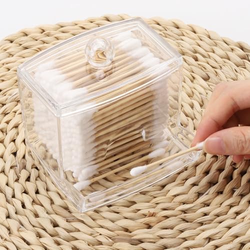 Tbestmax 2 Pack 10oz Qtip Dispenser Big Clear Qtip Holder, Bathroom Container Organizer Accessories Decor for Storage-Qtips Cotton Ball - color: 2Pcs-Clear