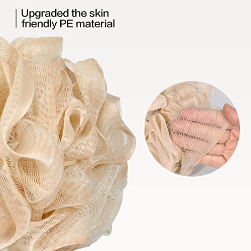 Fishent Loofah - Bath Sponge, 3 Pack 60G Large Shower Mesh Ball Soft Pouf Body Scrubber, Shower Loofah Fits for All Skin Types - style: 60g-White