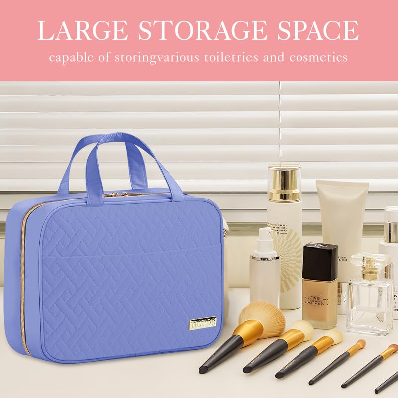 HOTOR Travel Toiletry Bag - Hanging Toiletry Bag for Women & Men, Makeup Bag/Big Comparment, Waterproof for Travel Accessories, Travel Essentials, Medium, Aegean-Blue - color: Aegean-Blue, size: Medium