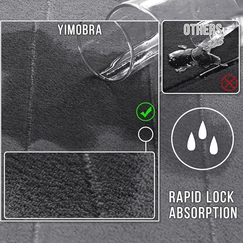 Yimobra Memory Foam Bath Mat Set 3 Pieces- Super Soft Absorbent Quick Dry Bathroom Rug Sets, Machine Washable Non Slip Floor Carpet for Tub Shower, Vanity & Toilet Base, Dark Gray - color: Dark Gray, size: 31.5''x20'' +17''x24'' + 24''x20''