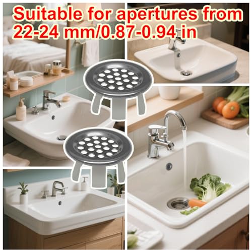 6 Pack Stainless Sink Basin Trim Overflow Cover,Bathroom Sink Overflow Trim Ring Stainless Steel Mesh Round Hole,Sink Basin Trim Ring Insert in Hole Round Caps for Home,Sink,Bathroom,Kitchen - color: Mesh Hole