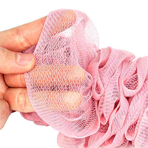 Back Scrubber for Shower, Loofah Long Handle Bath Body Brush, Soft Nylon Mesh Sponge On a Stick for Shower Men Women Kids Elderly, Exfoliating Scrub Cleaning Luffa for All Kinds of Skin(Pink) - color: Pink