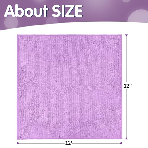 20 Pack Purple Microfiber Cleaning Cloth, Lint-Free Car Wash Towels, All-Purpose Absorbent Cleaning Rags for Housekeeping, Dust Cloth for Office, Mechanic, Automotive - color: Purple
