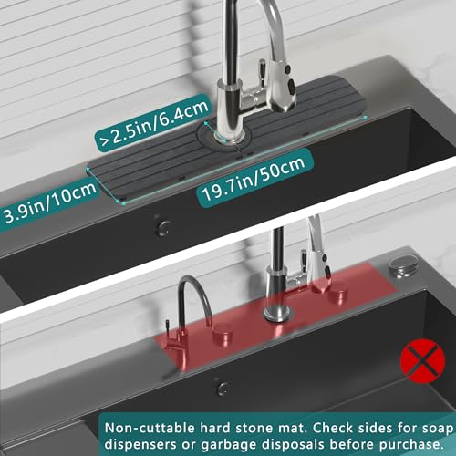 Water Absorbing Stone Kitchen Sink Mat, Faucet Splash Guard for Bathroom Counter - color: 19.7" x 3.9" Dark Gray B