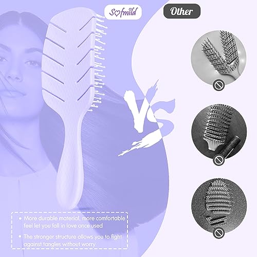Hair Brush, Vented Paddle Detangle Brush, Purple | Faster Blow Drying, Soft Flexible Bristles, For Women Curly Thick Wet Hair, Detangling Styling - color: Large-Purple