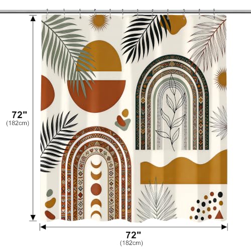 LQCOOL Boho Leaf Shower Curtain and Liner, 3 in 1 Shower Curtain Set with 12 Double Sided Shower Curtain Hooks,Fabric Shower Curtains for Bathroom,72" W*72" H - color: Boho